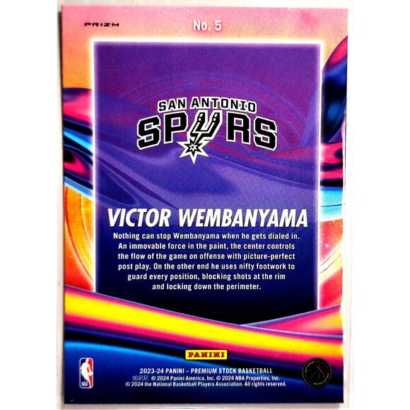 2023-24 NBA Hoops Premium Stock Anti-Gravity VICTOR WEMBANYAMA #5 Disco Prizm - Picture 2 of 2